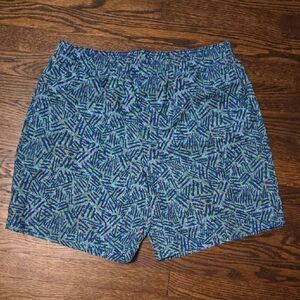 Chubbies Blue and Green Abstract Swim Trunks